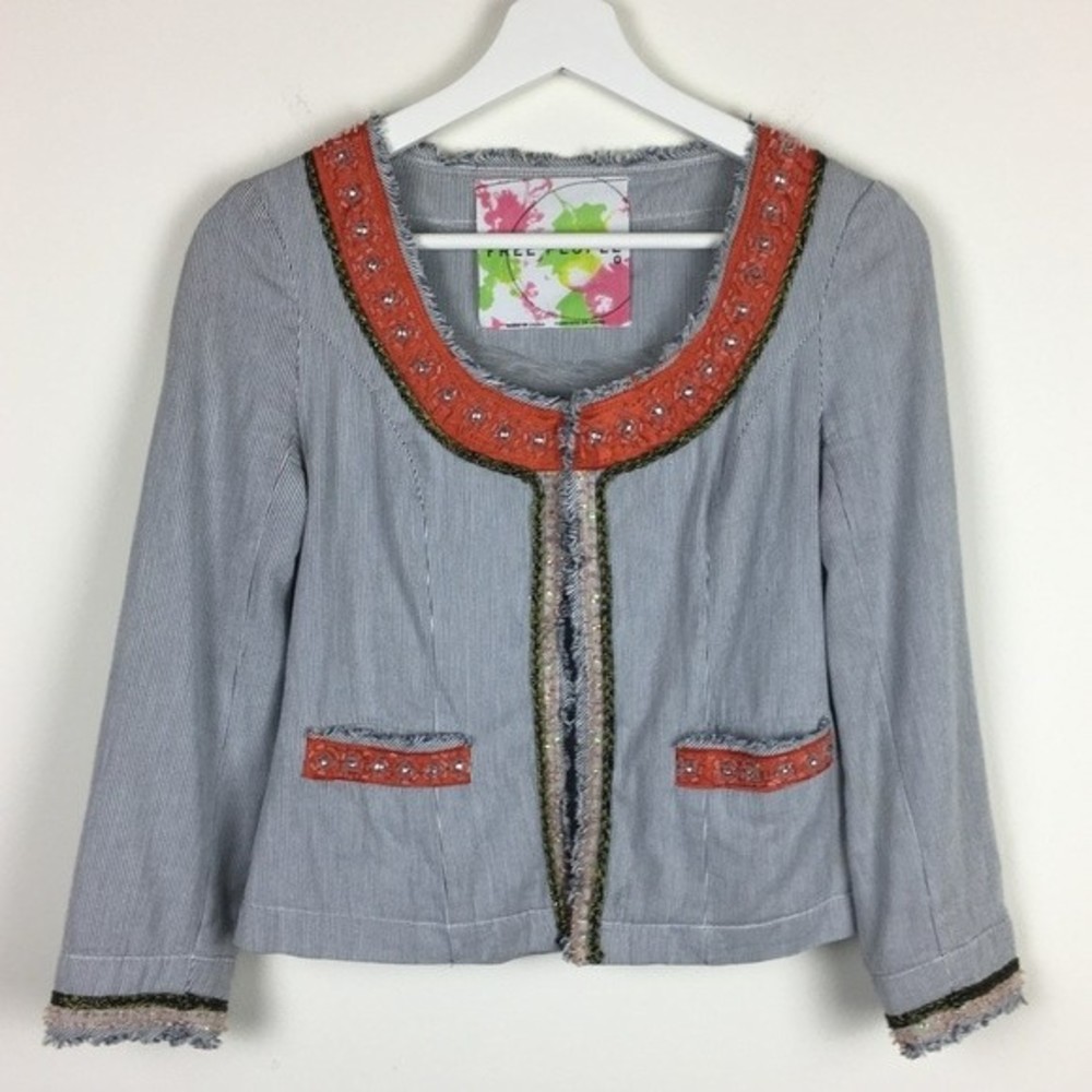 Free People My Fair Lady Beaded Jacket Women's 0